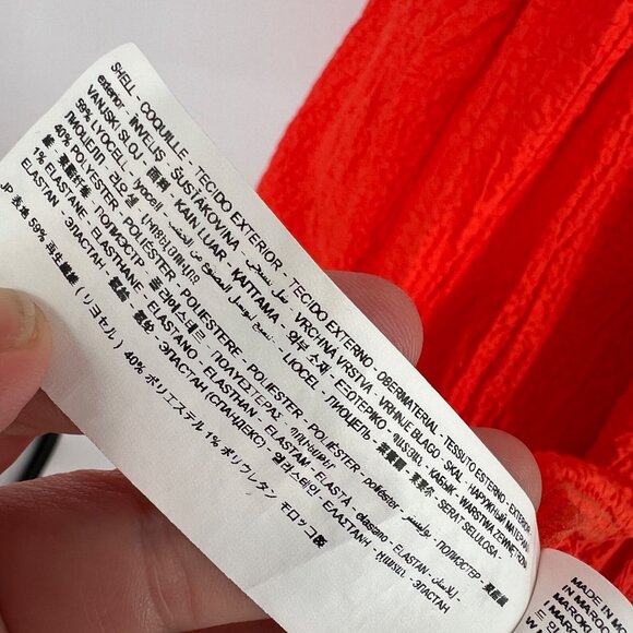 Desigual Open Back Neckline Maxi Dress Puff Sleeve Orange Size Medium - Picture 12 of 14